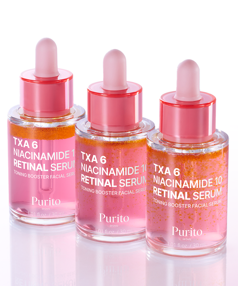 PURITO Tranexamic Acid 6 Niacinamide 10 Retinal Serum 30ml bottles for skincare routine