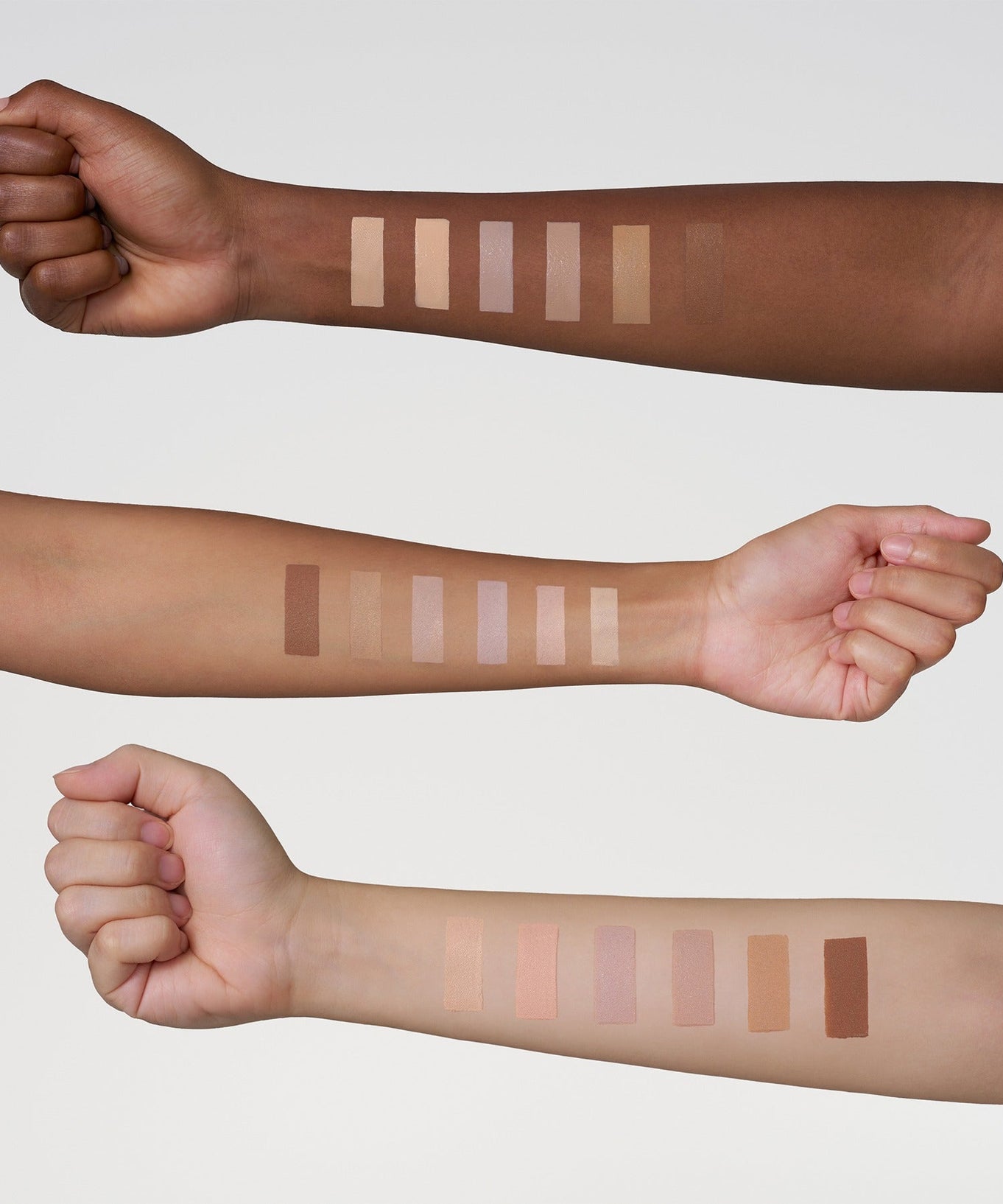 Shade swatches on arms for PURITO Wonder Releaf Centella BB Cream 30mml, displaying multiple skin tone options.