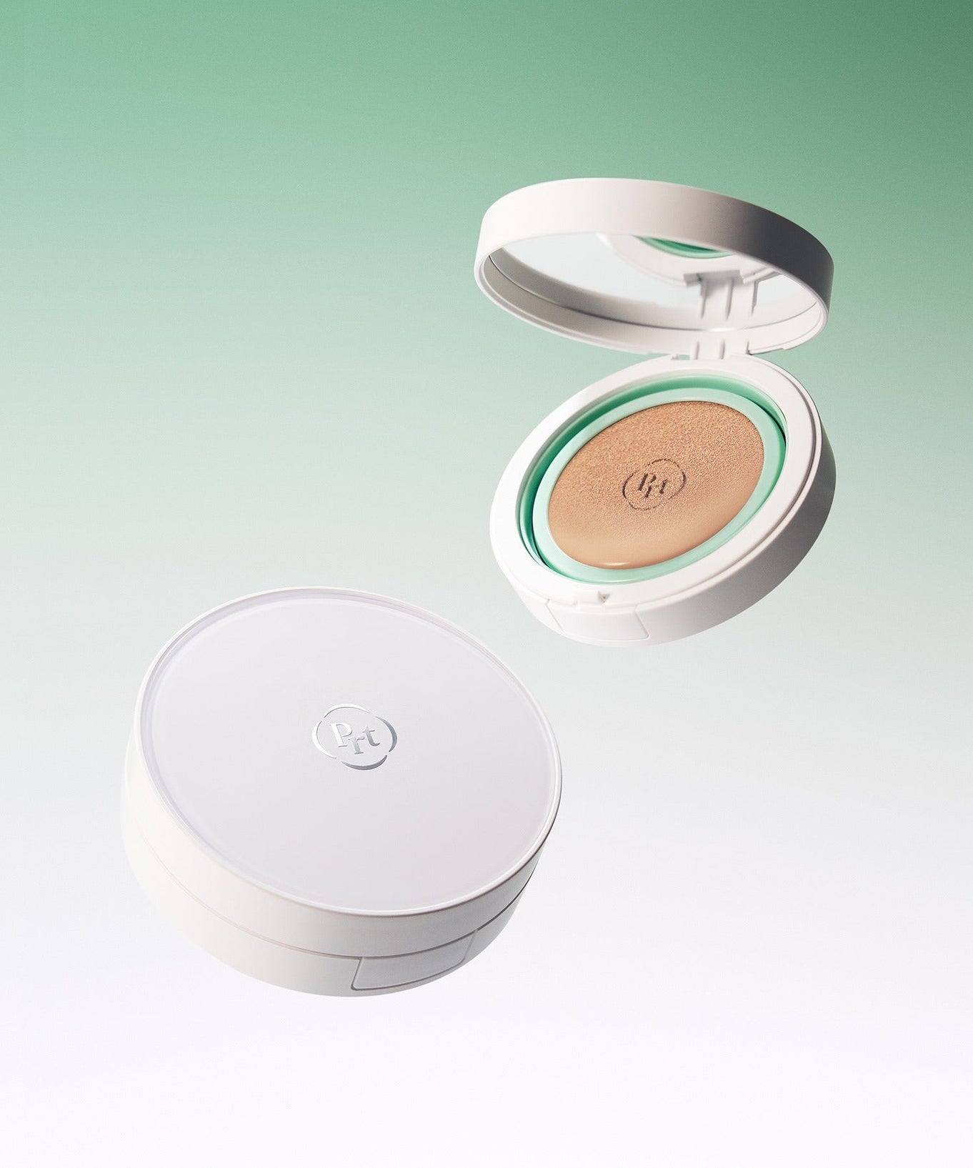 PURITO Wonder Relief Celtella BB Cushion 15g featuring sleek packaging and cushion compact open above a gradient background.