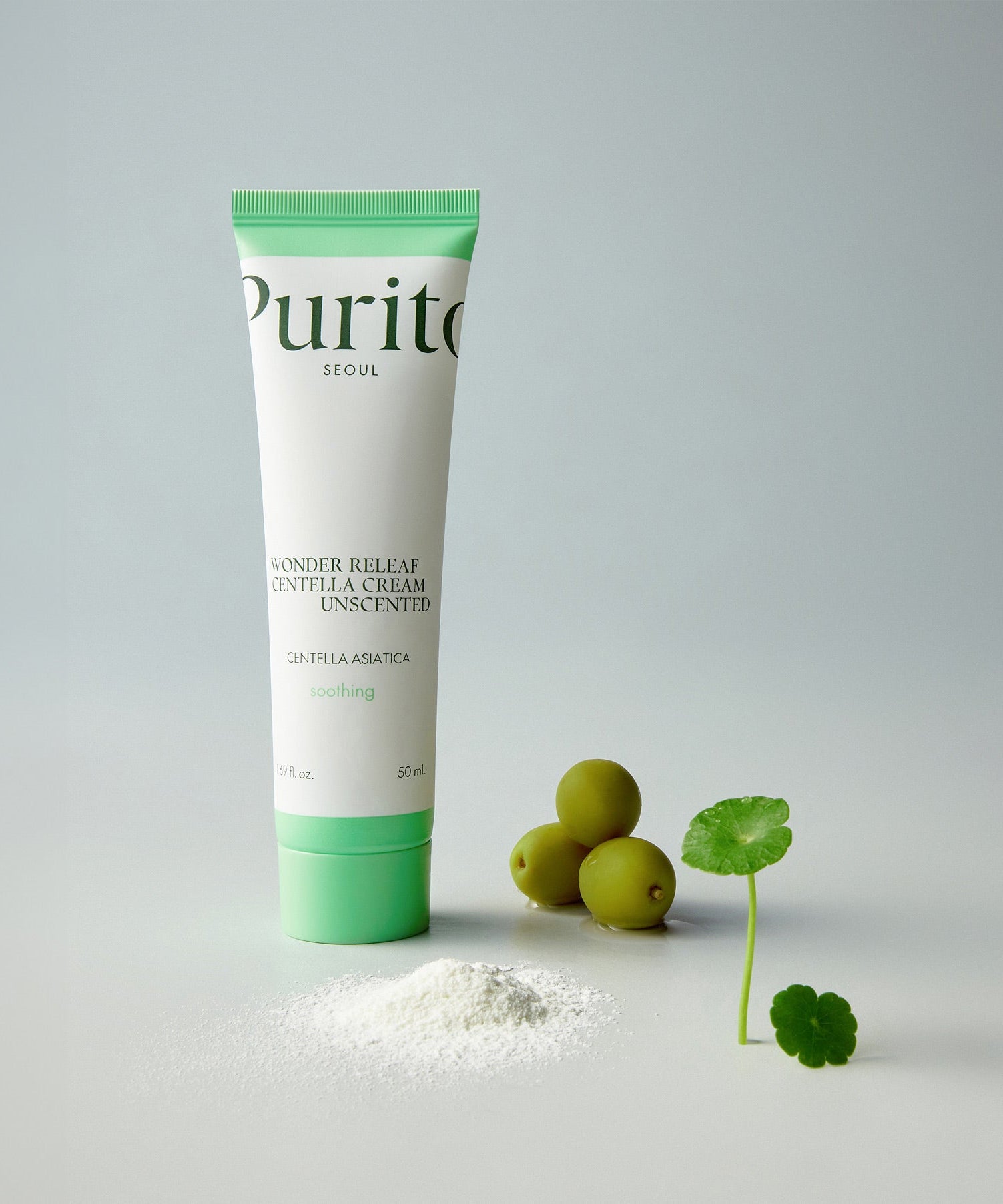 Image of PURITO Wonder Relief Centella Cream Unscented 50ml with natural ingredients.