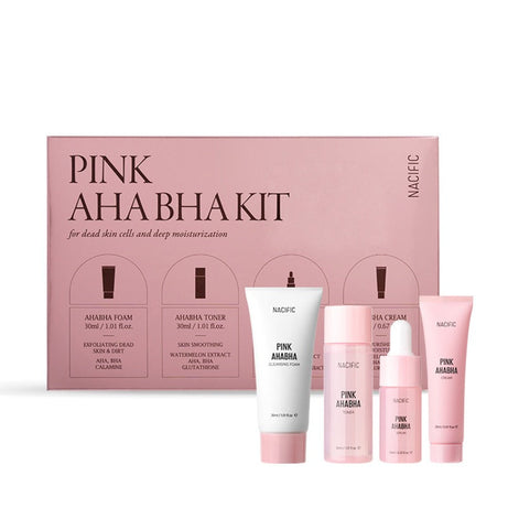 NACIFIC Pink AHA BHA Kit (ហ្វូម + សេរ៉ូម + ទឹកថ្នាំ + ក្រែម)