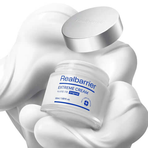 REAL BARRIER Extreme Cream 50ml jar on a white background, showcasing luxurious skincare packaging.