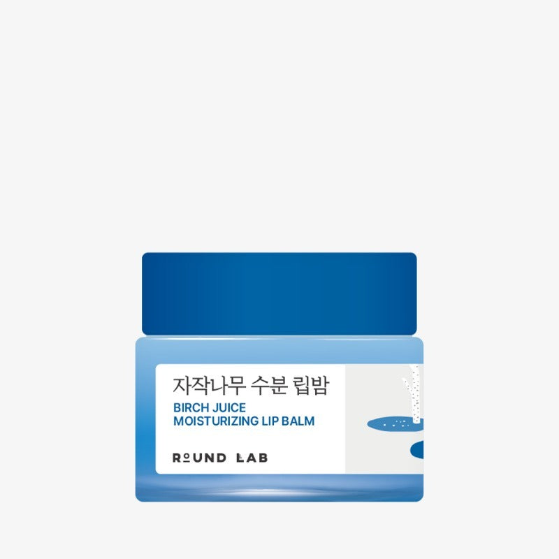 Image of ROUND LAB Birch Moisture Lip Balm 20g in a blue container.