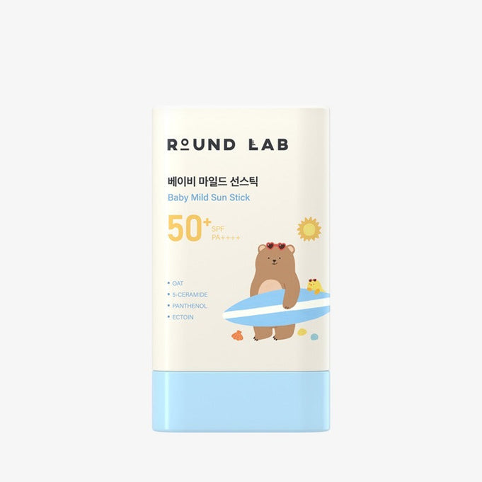 ROUND LAB Baby Mild Sun Stick SPF 50+ PA++++ 21g packaging with bear illustration