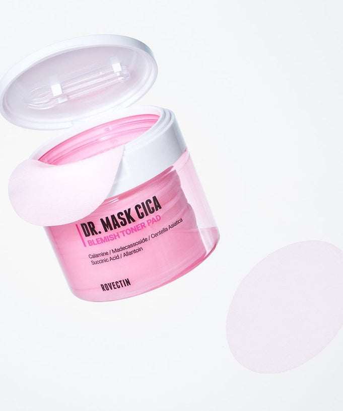 ROVECTIN Dr.Mask Cica Blemish Toner Pads 60 Sheets in open container