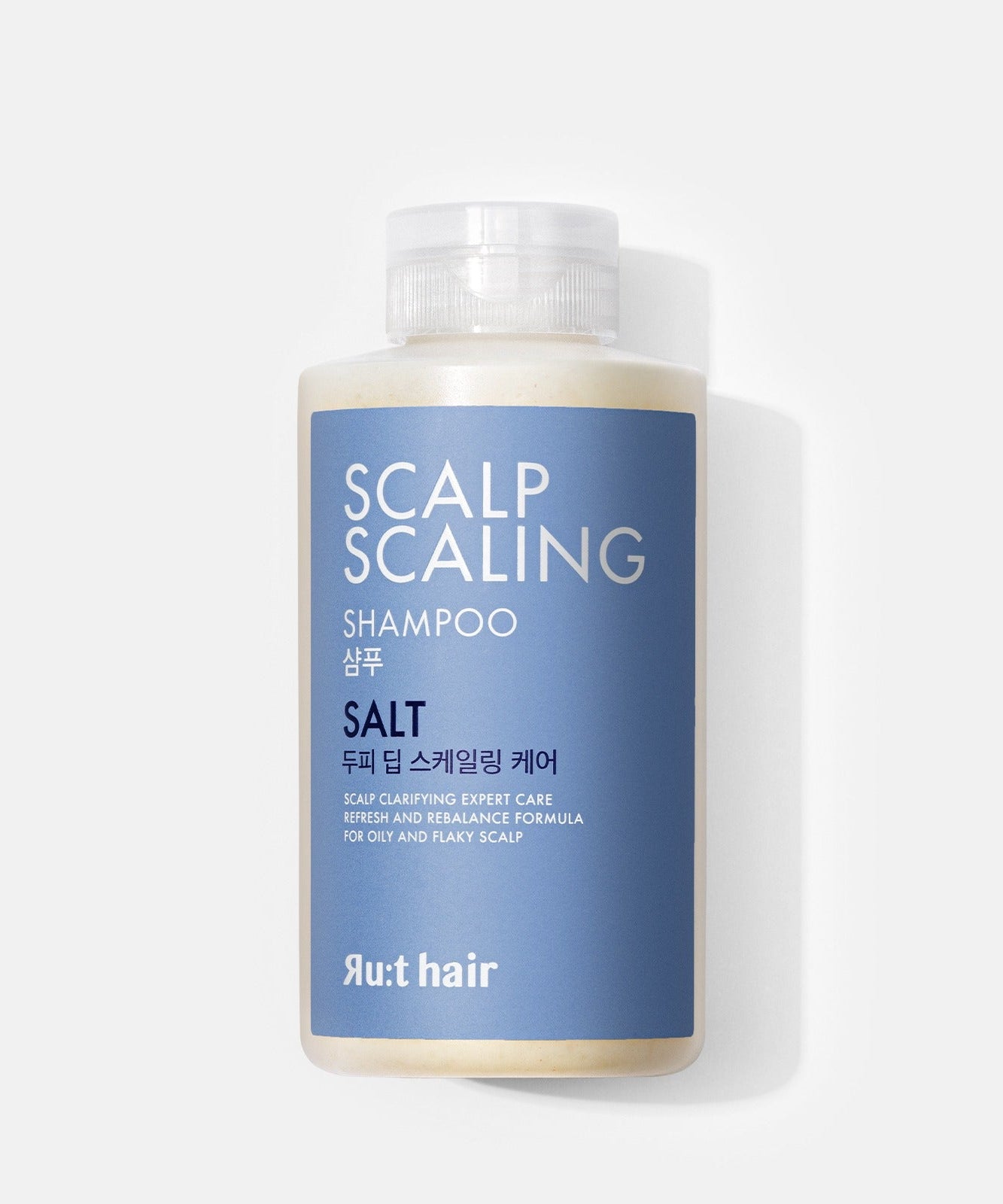 RU:T HAIR Scalp Scaling Salt Shampoo 300ml for clarifying scalp care, ideal for oily and flaky scalp.