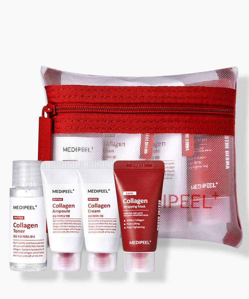 MEDIPEEL Red Lacto Collagen Skincare Trial Kit (Toner+Ampoul+Cream+Mask) | Kool Seoul