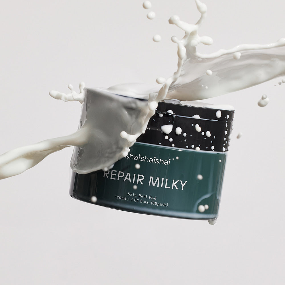 SHAISHAISHAI Repair Milky Skin Peel Pad 60 Pads 120ml with splash effect.