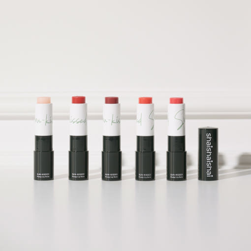 SHAISHAISHAI Sun Kissed Plump Lip Balm collection in various shades on display.
