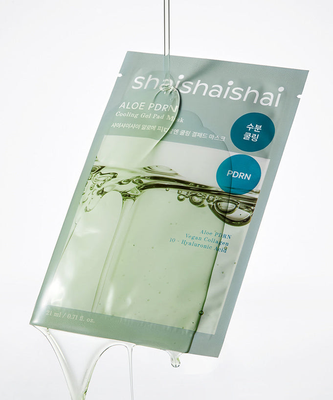 SHAISHAISHAI [10+10]Aloe PDRN Cooling Gel Pads Mask 10 Sheets packaging close-up