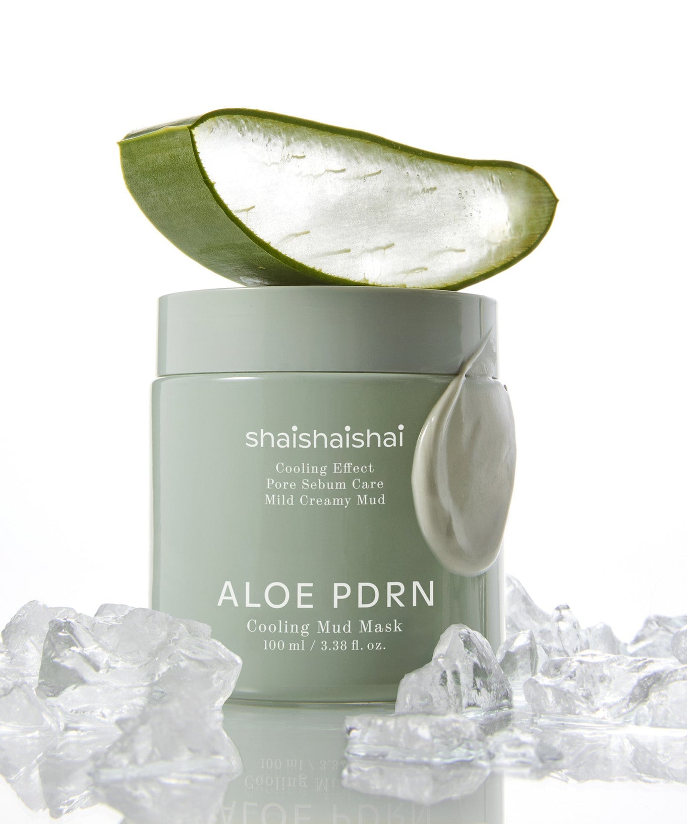 SHAISHAISHAI [1+1]Aloe PDRN Cooling Mud Mask 100ml with aloe and ice for soothing skincare.