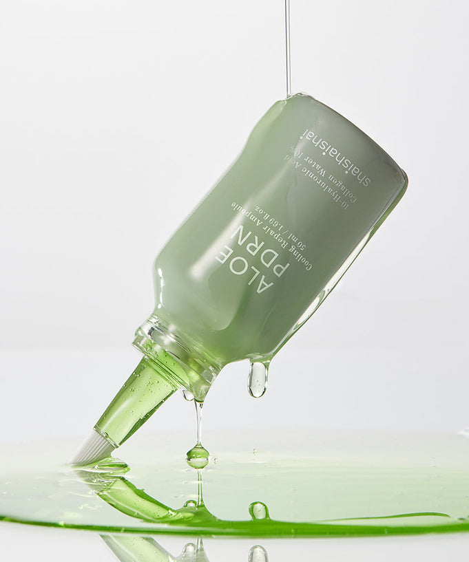 SHAISHAISHAI [1+1] Aloe PDRN Cooling Repair Ampoule 50ml bottle with liquid spill