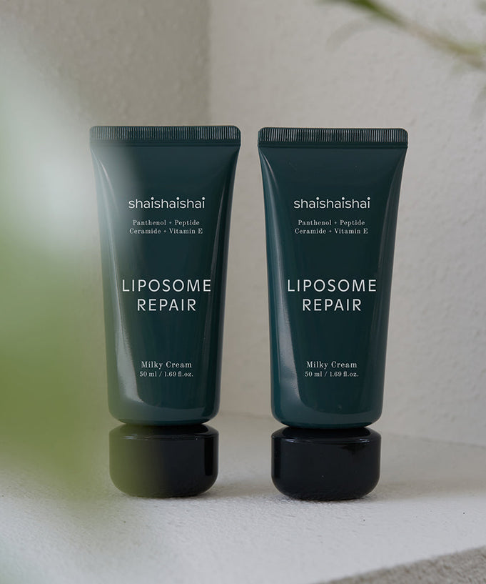 SHAISHAISHAI Liposome Repair Milky Cream 50ml tubes on display