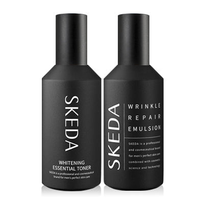 SKEDA Wrinkle & Whitening Luxury 2 Pieces Set - Gentleman Korea men’s whitening essential toner and wrinkle repair emulsion, premium Korean skincare for men