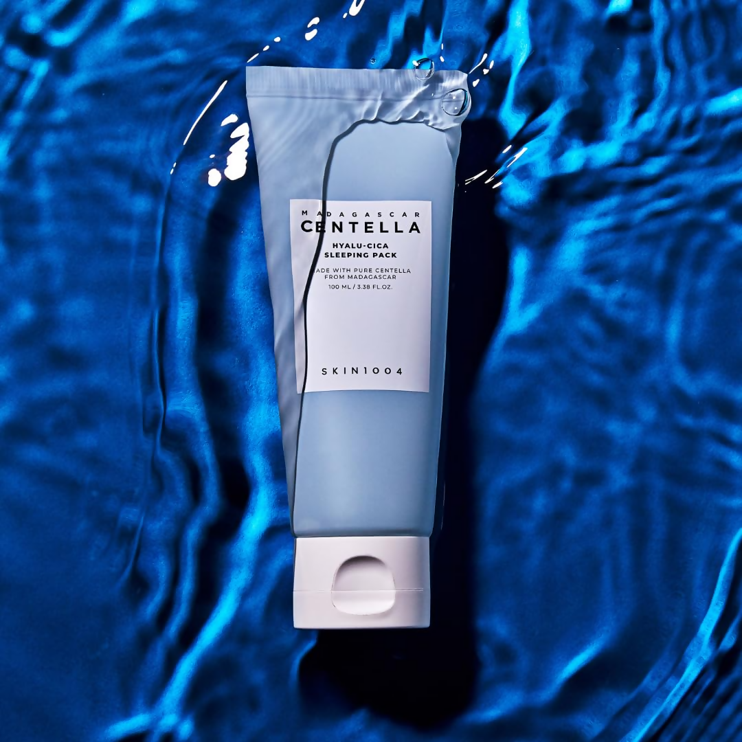 SKIN1004 Madagascar Centella Hyalu-Cica Acid Sleeping Pack 100ml in blue water background