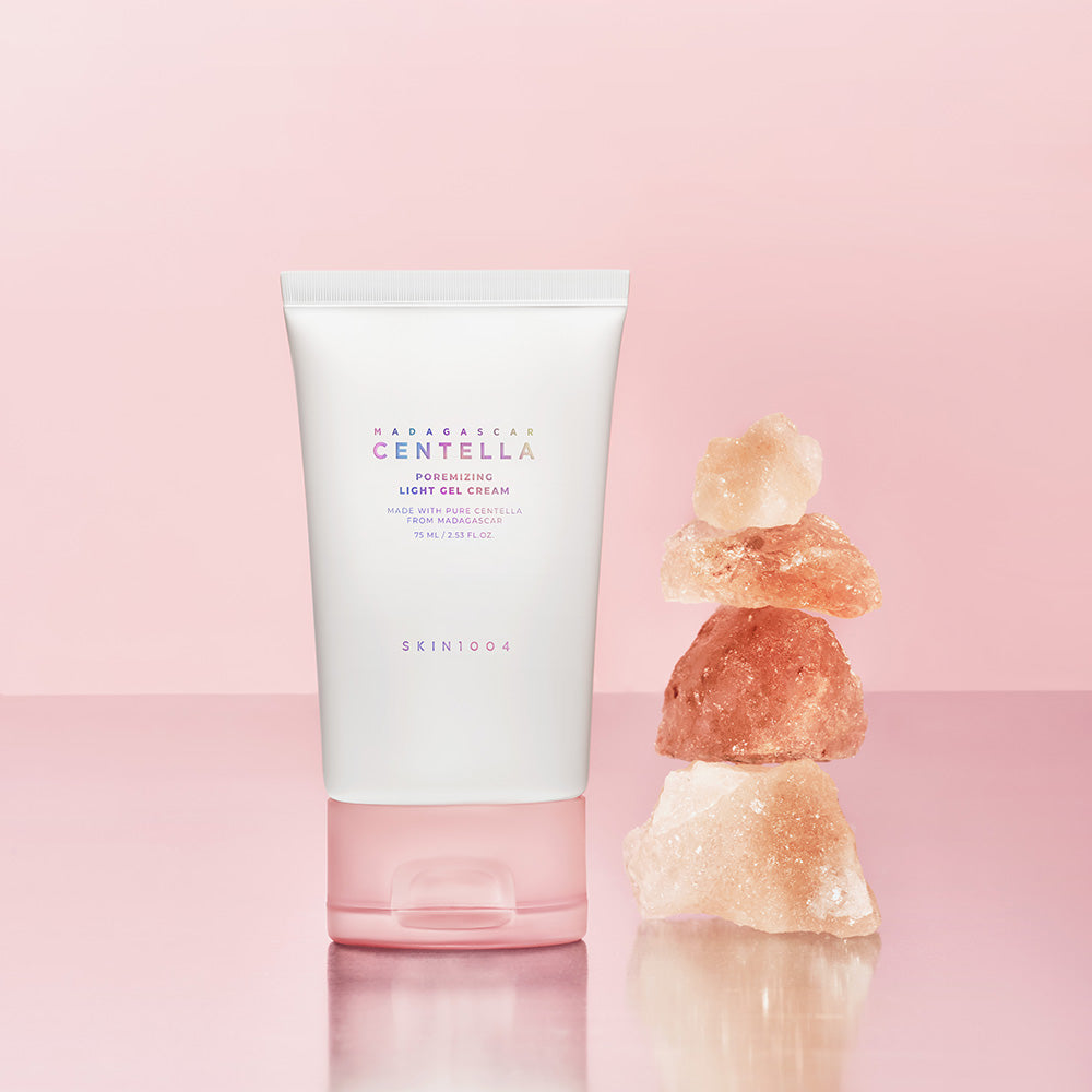 SKIN1004 Madagascar Centella Poremizing Light Gel Cream 75ml with pink clay stones