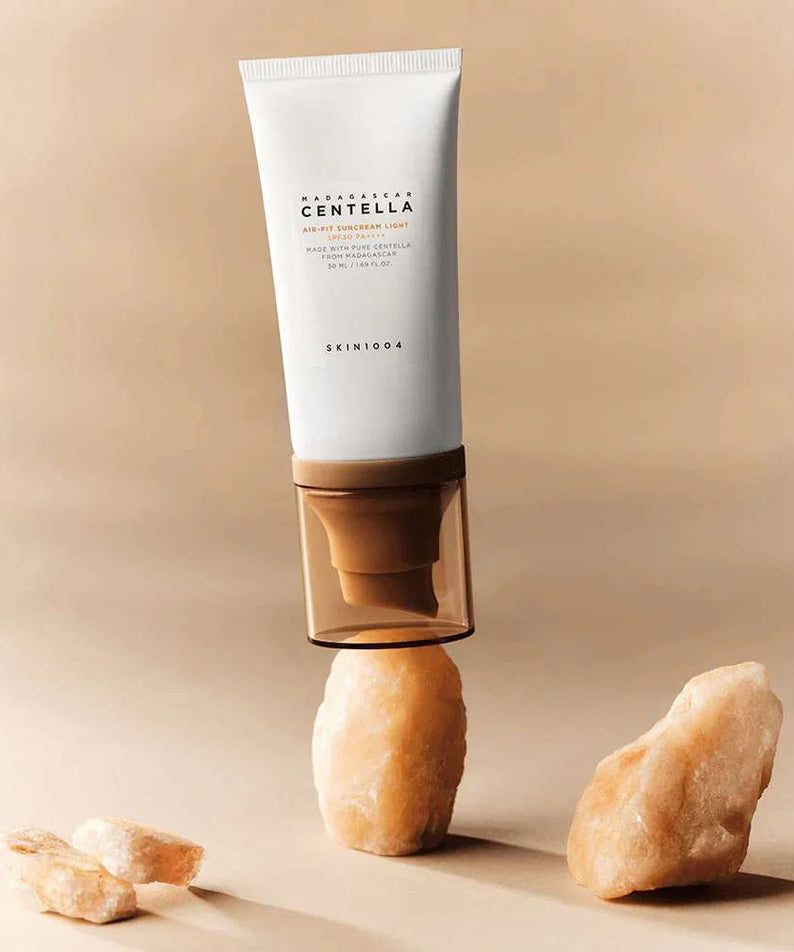SKIN1004 Madagascar Centella Air-fit Sunscreen Light 50ml product image on rocks