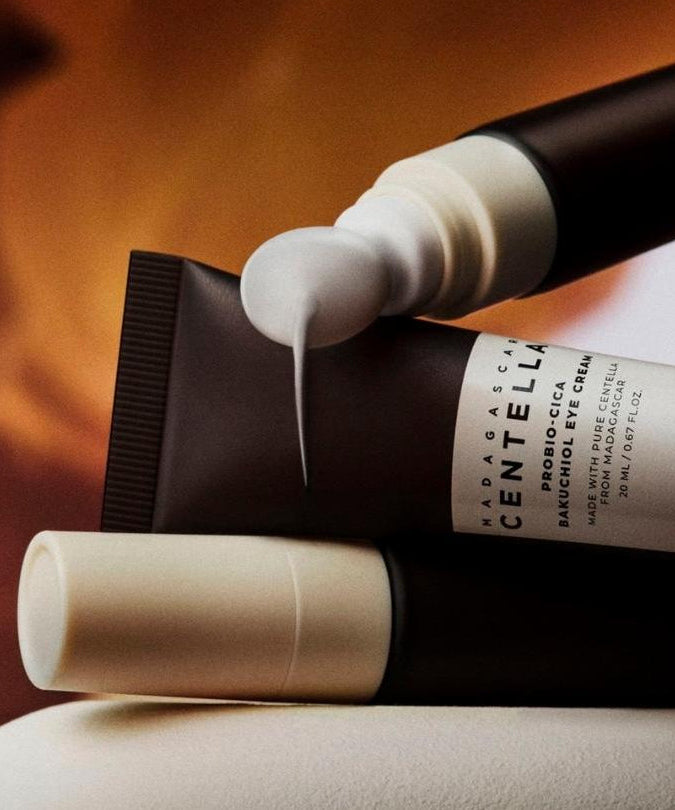 SKIN1004 Madagascar Centella Probio-cica Bakuchiol Eye Cream 20ml tube with cream texture close-up