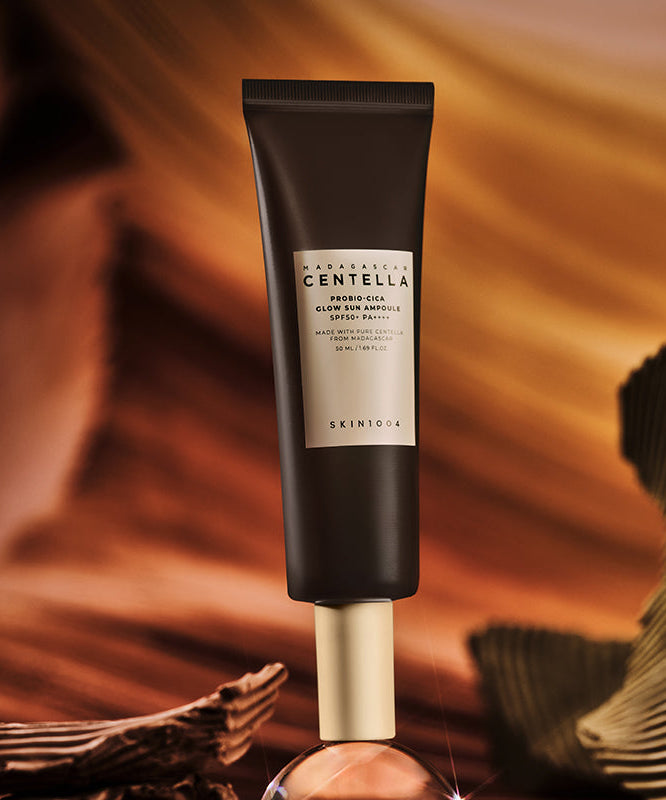 SKIN1004 Madagascar Centella Probio-cica Glow Sun Ampoule 50ml product image with elegant background