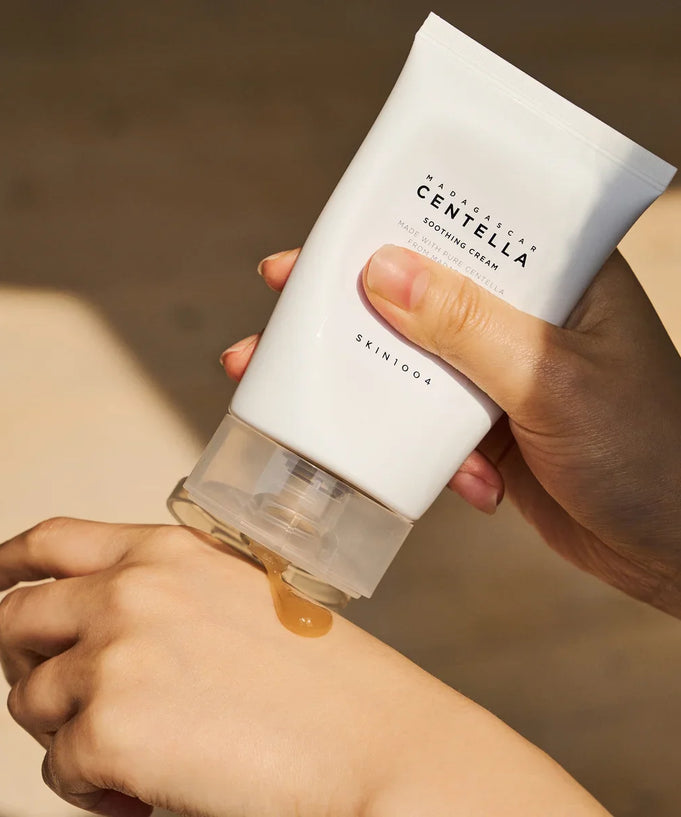 Person applying SKIN1004 Madagascar Centella Soothing Cream 75ml on hand