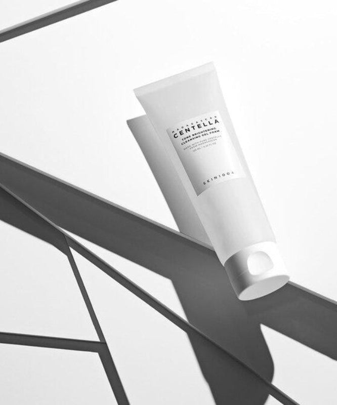 SKIN1004 Madagascar Centella Tone Brightening Cleansing Gel Foam 125ml in minimalistic black and white setting