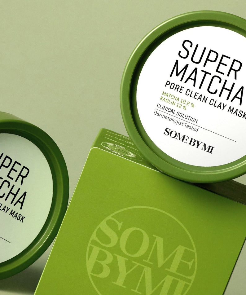 SOME BY MI Super Matcha Pore Clean Clay Mask 100g product packaging displayed.