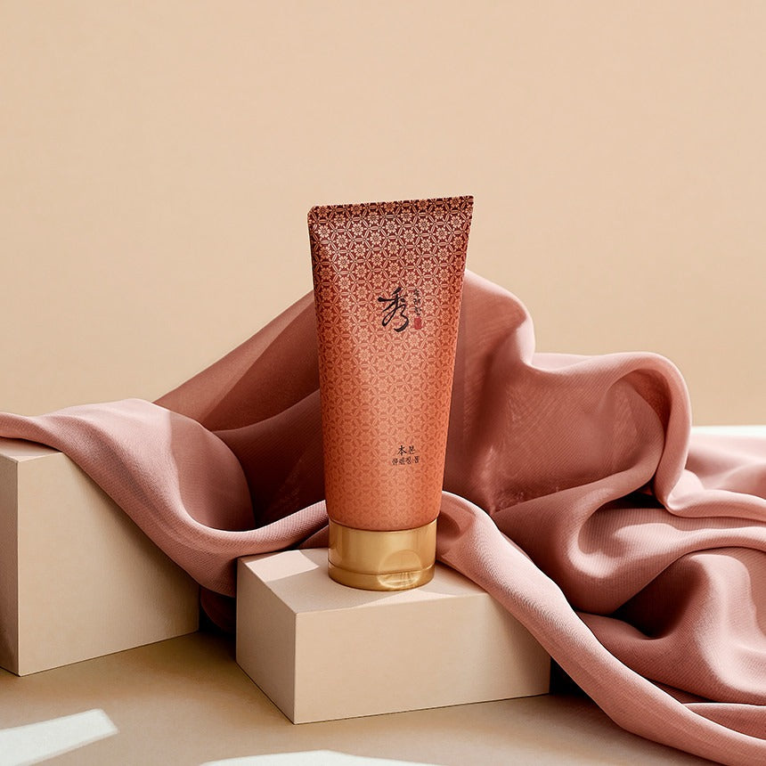 SOORYEHAN Bon Cleansing Foam 160ml with elegant packaging on a fabric background, enhancing skincare ritual