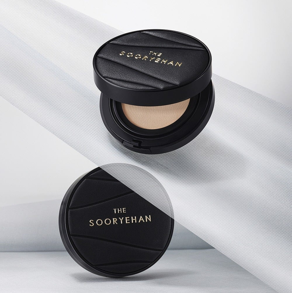 SOORYEHAN The Black Tension Fit Mesh Cushion 13g in elegant black packaging, featuring a premium cosmetic design.