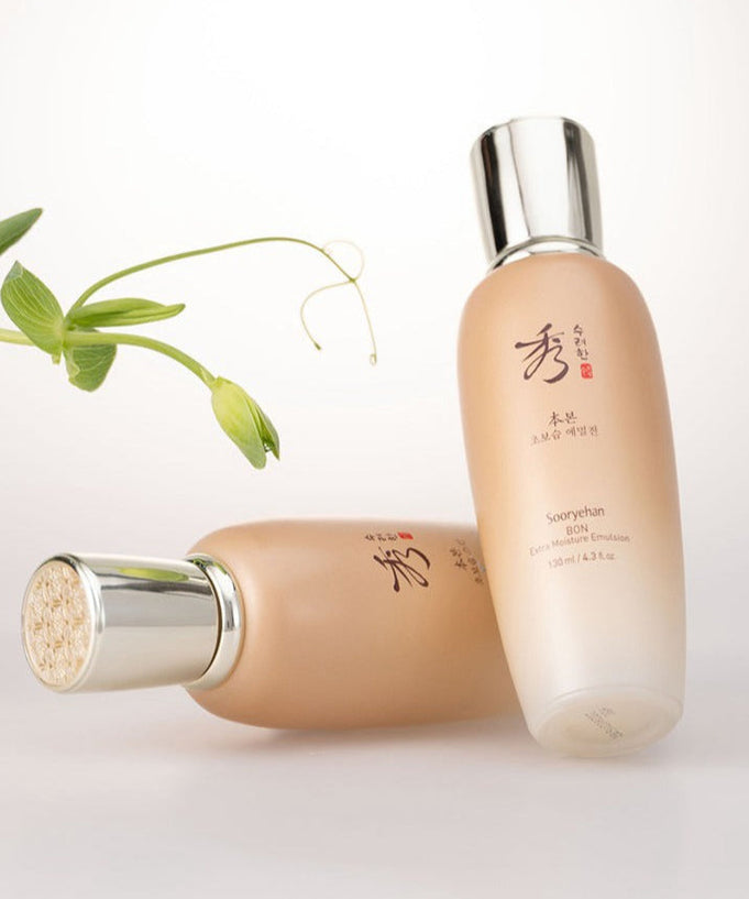 SOORYEHAN Bon Ultra-Moisturizing Emulsion 130ml bottles with elegant design and plant details