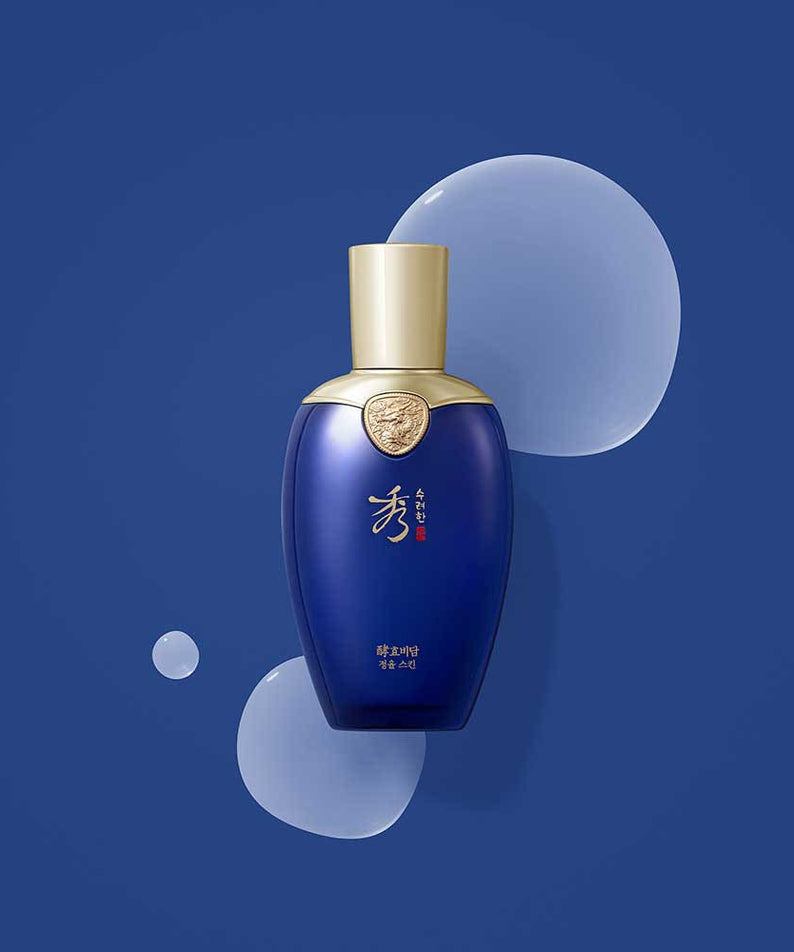 SOORYEHAN Hyobidam Jeongyul Skin 150ml - Gentleman Korea premium Korean skincare for men, blue bottle on navy background