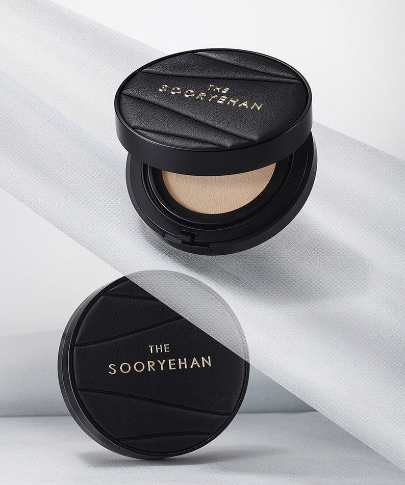 SOORYEHAN The Black Tension Fit Mesh Cushion 13g in elegant black packaging, featuring a premium cosmetic design.