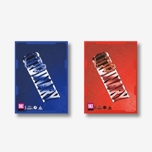 STRAY KIDS Oddinary Mini Album in blue and red versions on a white background.