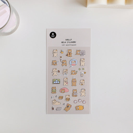 SUATELIER Goyomi & Goyam Stickers featuring cute cartoon animals and daily life activities.
