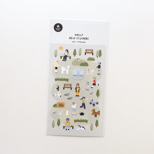 SUATELIER In The Park Stickers featuring park-themed illustrations on sticker sheet.
