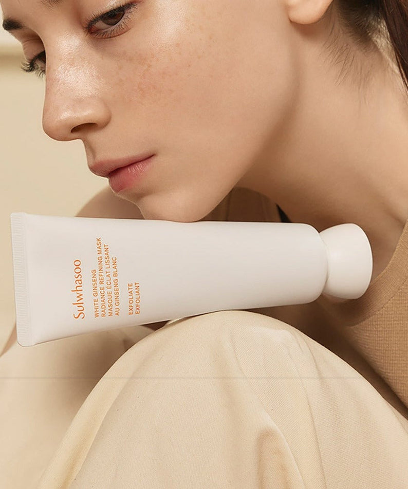 SULWHASOO White Ginseng Radiance Refining Mask 120ml with model background