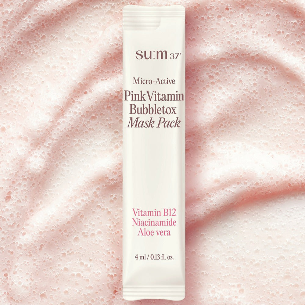 SU:M37 Microactive Pink Vitamin Bubble Tox Mask 4ml (14 sheet ) disponible sur Ma petite Coree, ton Eshop 100% K-beauty en direct de Seoul