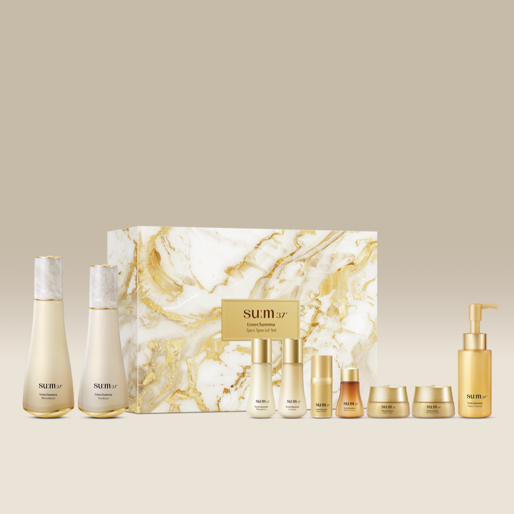 SU:M37 Rosic Summa 2-piece planning (Set) showcasing luxury skincare products in elegant packaging.