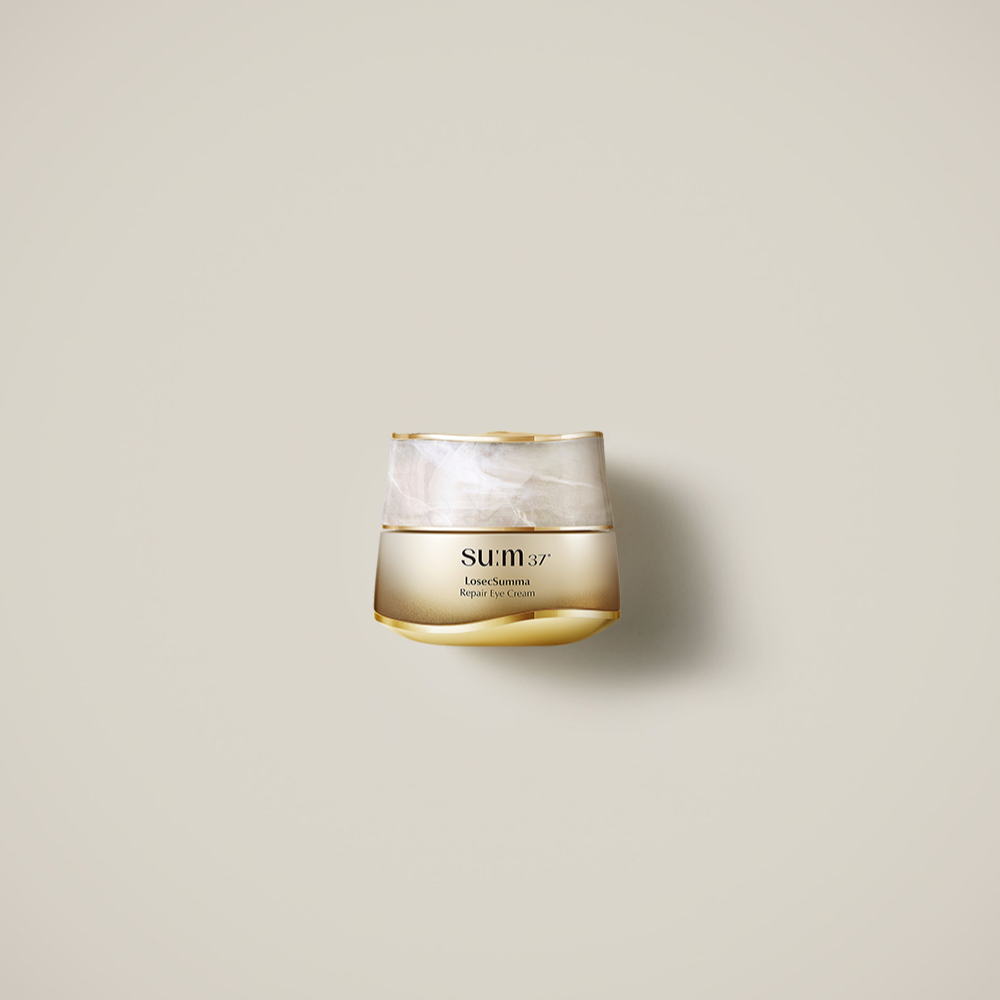 SU:M37 Rosic Summa Repair Eye Cream 25ml in gold jar against neutral background