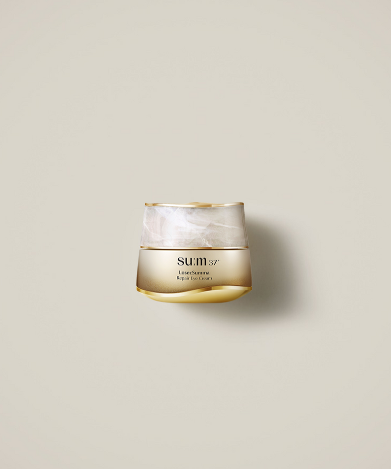 SU:M37 Rosic Summa Repair Eye Cream 25ml in gold jar against neutral background