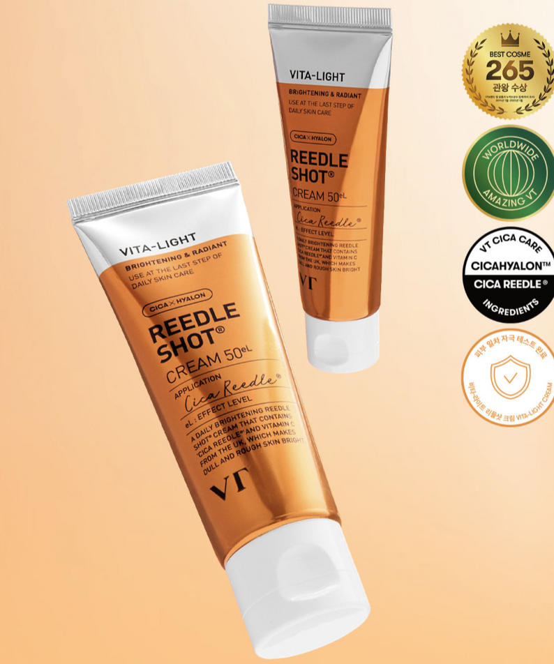 VT COSMETIC Vital-Lite Riddleshot Cream 50g with awards and certifications displayed on packaging.