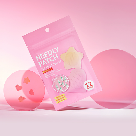 NEEDLY Patch for Blemishes Colorful 12 Patches in vibrant pink packaging for skincare