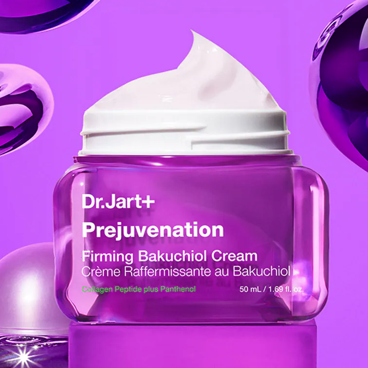 DR.JART+ Prejuvenation Firming Bakuchiol Cream 50ml displayed with vibrant packaging.