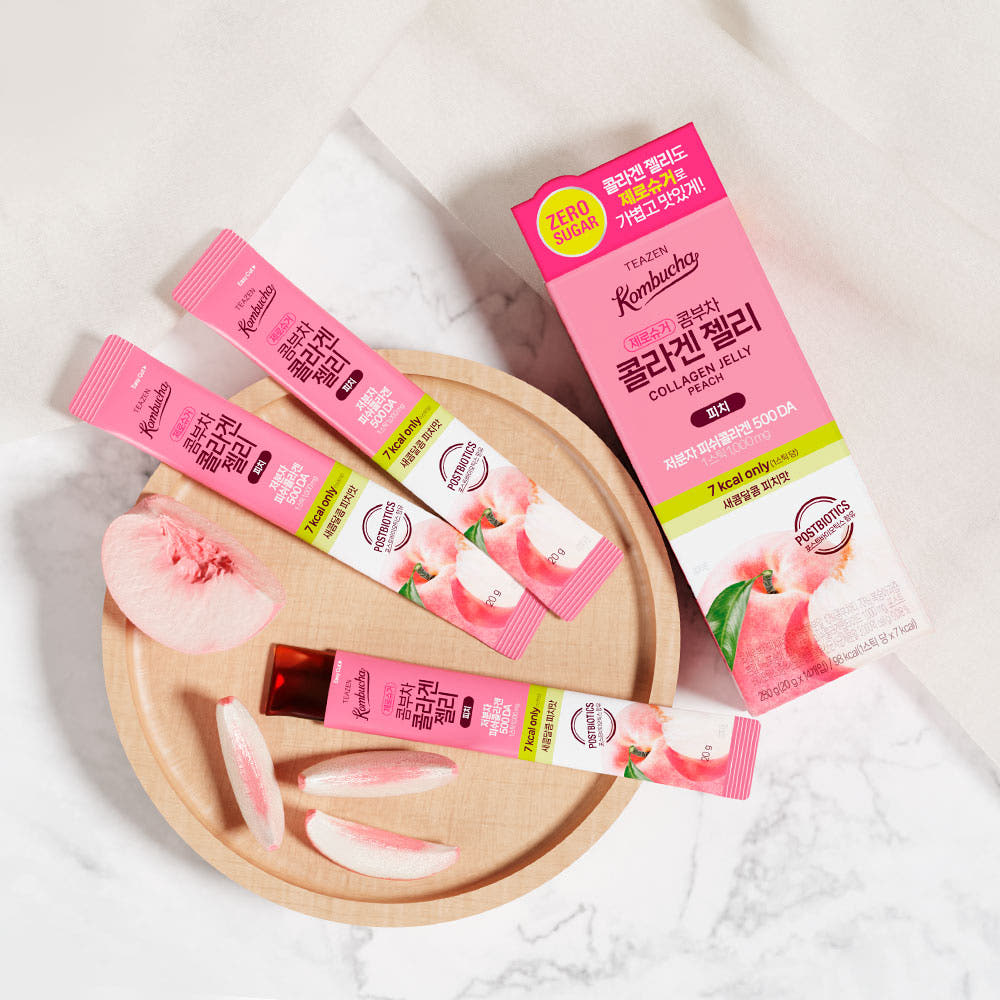 TEAZEN Kombucha Collagen Jelly Peach 14 Sticks