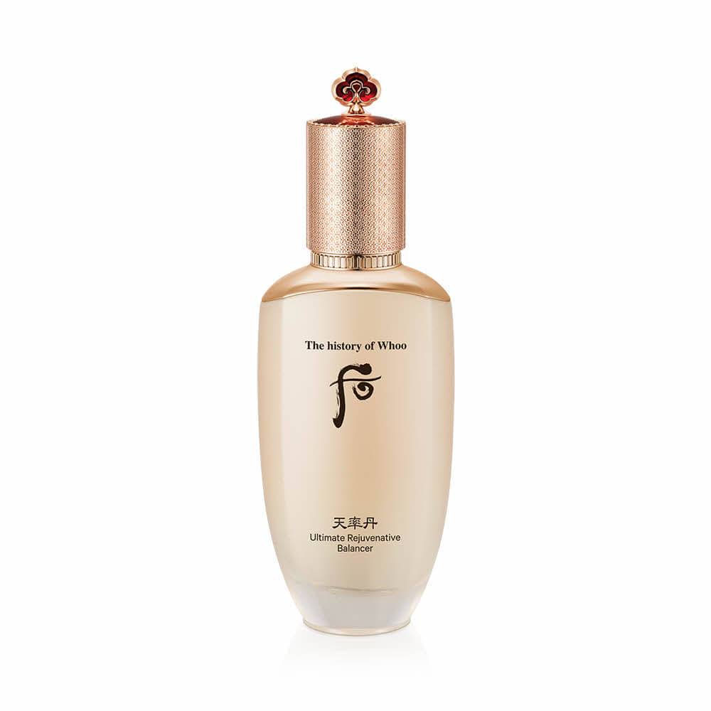 THE WHOO Cheonryuldan Hwayul Balancer 150ml bottle with elegant design and gold accents, luxury skincare product.