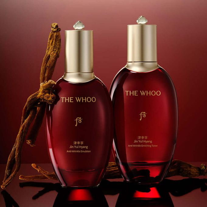 THE WHOO Jin Yul Hyang Anti-Wrinkle Enriching Toner 150ml with bottle design and ginseng accents