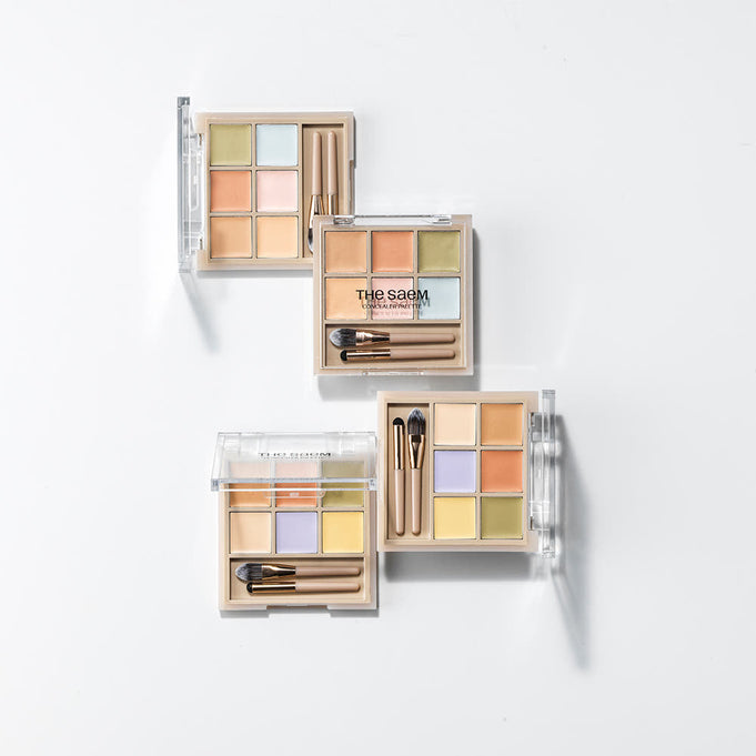 THE SAEM Cover Perfection Concealer Palette with multiple shades and brushes displayed