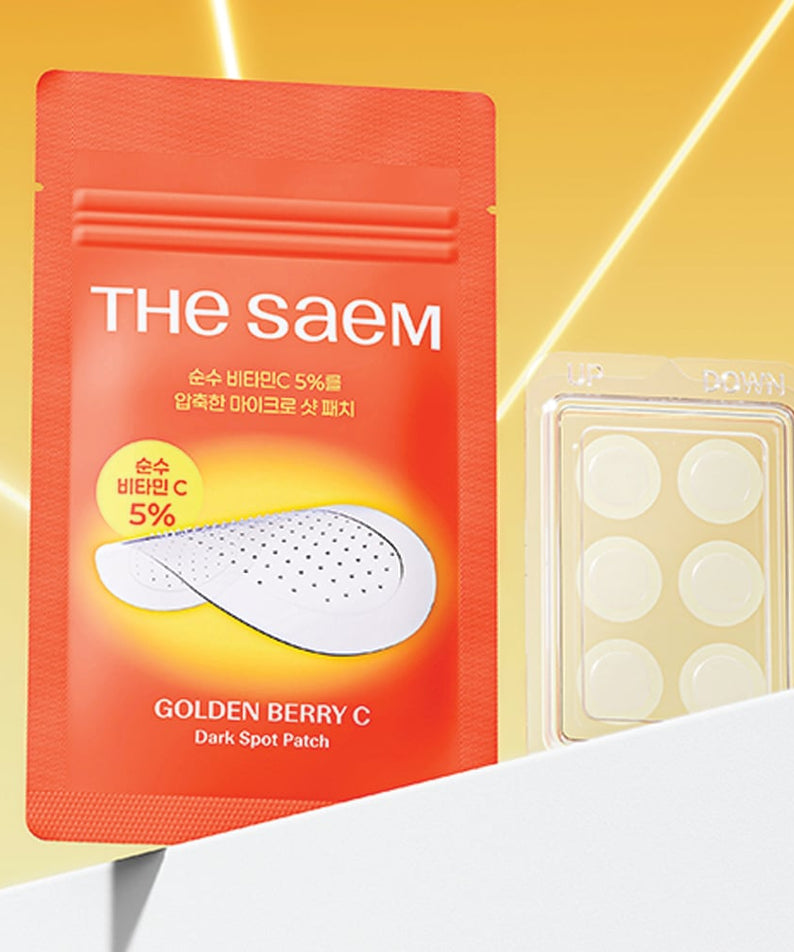 THE SAEM Golden Berry C Dark Spot Patch packaging with patches displayed.
