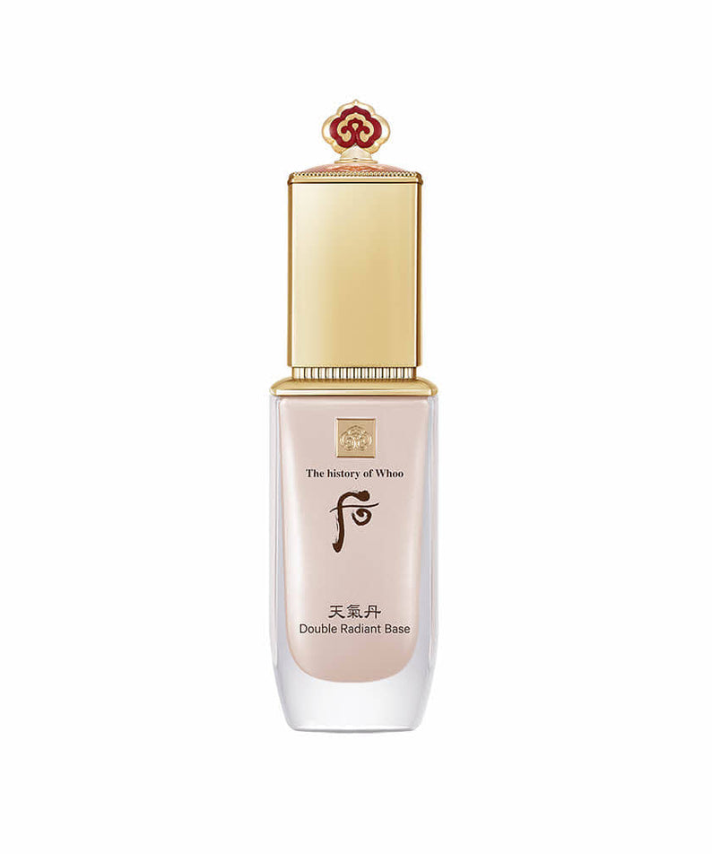 THE WHOO Cheongidan Double Rediant Base 40ml luxury skincare bottle with gold cap, enhancing radiance and complexion for a flawless look.