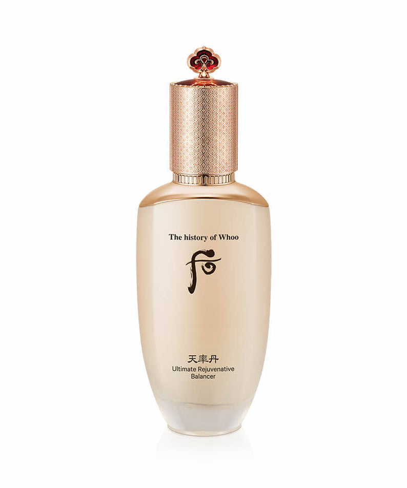 THE WHOO Cheonryuldan Hwayul Balancer 150ml bottle with elegant design and gold accents, luxury skincare product.