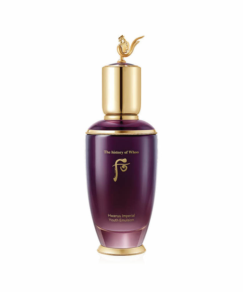 THE WHOO Hwan-yu Lotion 110ml luxurious purple bottle with gold cap and elegant design.